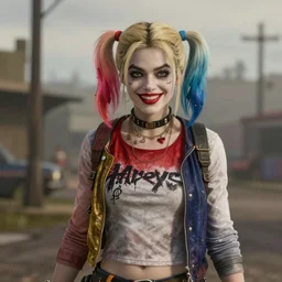 Film still of Harley Quinn, from Red Dead Redemption 2 (2018 video game)