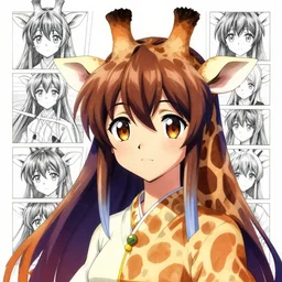 full headshot portrait of anime giraffe, by avetetsuya studios, attractive character, colored sketch anime manga panel, cirno from touhou, trending on artstation