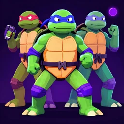 vaporwave, vector graphics, ninja turtles, neon