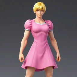 Sundowner mercenary character from metal gear video game wearing a pink dress, male, trending on artstation