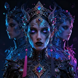 an overdetailed maximalist blacklight reactive visionary fineart portrait. composition by igor goryunov. intricately ornated by andrei riabovitchev, tomasz alen kopera. background by : luminokaya cameron gray and salviadroid. stylized by subjekt zero. cgi. artstation. deviantart