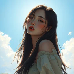 cardi b, portrait, illustration, rim light, top light, summer clear blue sky, perfectly shaded, soft painting, epic, intricate, art by krenz cushart and wenjun lin