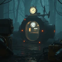 a time machine, style artstation, style greg rutkowsk, octane render, unreal engine 6, epic game graphics, fantasy, ciberpunk, conceptual art, ray tracing