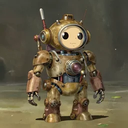 a cute steampunk robot , by Dice Tsutsumi, Makoto Shinkai, Studio Ghibli