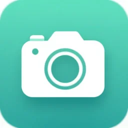 app icon of a camera, mate colors, material design, minimalist