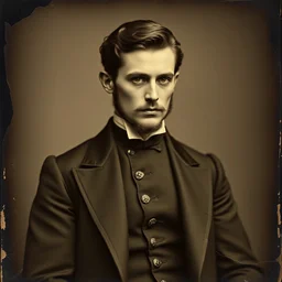 tintype photo of dmitri karamazov, handsome spoiled young russian aristocratic man, by julia margaret cameron 1 8 8 0 s, realistic, body shot, sharp focus, 8 k high definition, insanely detailed, intricate, elegant