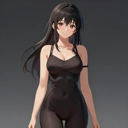 anime girl, hourglass slim figure, attractive features, seductive smile, highly detailed, details, digital painting, artstation, kyoani, concept art, sharp focus, illustration, art by Koyorin