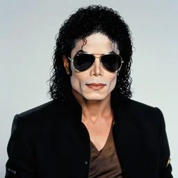 full body figure portrait of michael jackson this is it in 2 0 0 9. wearing aviator shades. realistic face, uhd, detailed, hair curls nikon d 8 5 0. sigma 8 5 mm f 1. 4 dg hsm a. aperture f / 3. 5. shutter speed 1 / 6 0. iso 1 6 0 0
