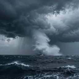 surreal scene of a storm at sea, cinematic masterpiece