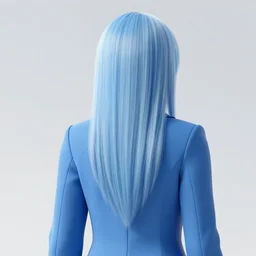 low - angle shot from behind of a girl with light blue straight hair in a blue tailcoat, combat boots, noir, sharp focus, intricate, illustration, wet reflections, highly detailed, art by frank frazzeta, studio quality, james jean