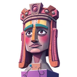 cubist moai statue cutout digital illustration cartoon colorful beeple