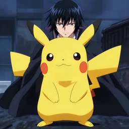 pikachu from death note, god of death, by takeshi obata trending on artstation, anime