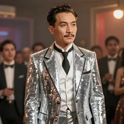 A still of Ho Chi Minh wearing a disco suit in Saturday Night Fever