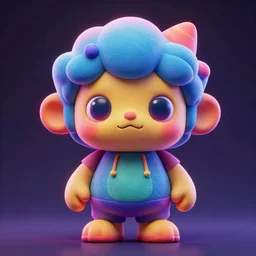 cuddly neon caricature - 3 d vfx art - of puffy, art style by zdzisaw beksinski, tadanori yoko & hsiao - ron cheng, character concept art, unreal engine render, digital illustration, sharp, intricate detail, volumetric light, ray tracing, soft light, claymation style, symmetric, acrylic on canvas, pinterest, artstation, beh