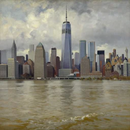 the sea flooding the entire city of modern new york. highly detailed painting by gaston bussiere, craig mullins, j. c. leyendecker