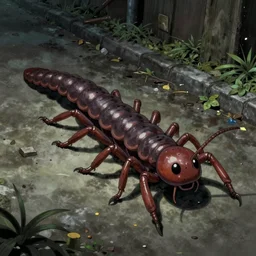 a huge centipede walking on the street by junji ito