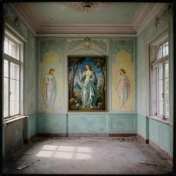 haunted liminal abandoned room, daguerreotype by pontormo, by gustave moreau, by Bosch, art noveau, highly detailed, strong lights, liminal, eerie, Bright pastel colors