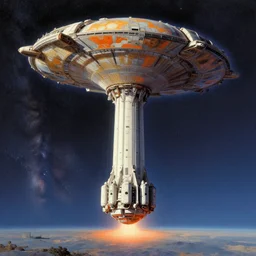 grand lift to space, surrealism, beautiful art