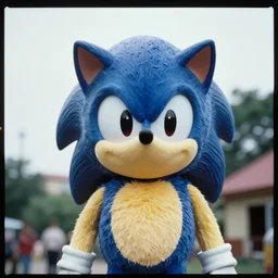 a photograph of Sonic the hedgehog, shot on medium format Ektachrome Provia #film, 1968
