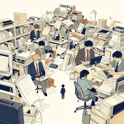 illustration busy cluttered mess