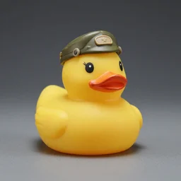 yellow rubber duck wearing idf soldier uniform, product photo, professional lighting