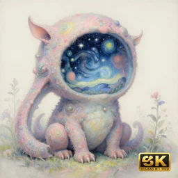 breathtaking delicate detailed concept art painting creature with starry night inside, by hsiao - ron cheng, bizarre compositions, exquisite detail, pastel colors, 8 k