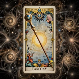 a single floating magical wand!!!!!!!!!!, tarot card, fantasy composition made of fractals, ultra realistic, wide angle, intricate details, the fifth element artifacts, highly detailed by peter mohrbacher, hajime sorayama, wayne barlowe, boris vallejo, aaron horkey, gaston bussiere, craig mullins