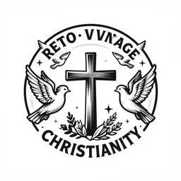 retro vintage christianity, logo, white background, doves, angels, harvest, cross, artgerm, trending, 4 k, svg, digital art, unreal engine, artstation