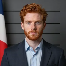 photo portrait of ginger man, french parliament deputy adrien quattenens, mugshot
