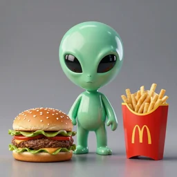 alien ordering McDonald's, hyperrealistic 4k, trending on art station
