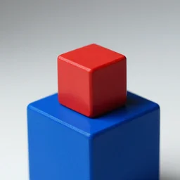 Red cube on a blue cube