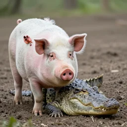 hybrid of a pig and a crocodile, 4 k, nature photograph