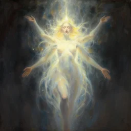 i am spirit embodied in light, atmospheric lighting. highly detailed digital painting, sharp focus, by bouguereau and ross tran, trending on artstation