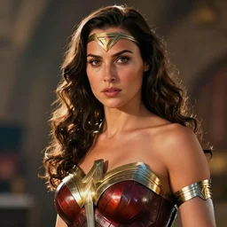 Gal Gadot as Wonder Woman with the face of Frank Zappa