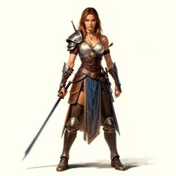 full body portrait of a beautiful female warrior by Stanley Artgerm Lau, WLOP, Rossdraws, Frank Frazetta, Andrei Riabovitchev, Marc Simonetti, trending on artstation.
