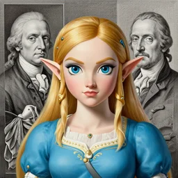 portrait of zelda by goya and escher and hogarth, illusion surreal art, highly conceptual figurative art, intricate detailed illustration, controversial poster art, polish poster art, geometrical drawings, no blur