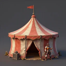 3d sculpt of a tattered circus tent, artstaton, League of Legends, red dead redemption2, overwatch, digital illustration