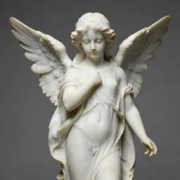 a marble statue of an beautiful angel girl by peter kemp