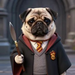 harry pugger, from the pugworts school of witchcraft and wizardry, trending on artstation
