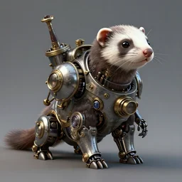 steampunk ferret - shaped mech, steampunk steam - powered bioshock - inspired ferret - shaped mechanical animal