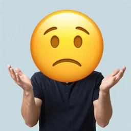 an emoji of a man shrugging