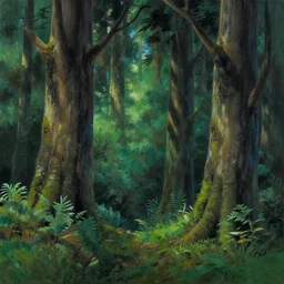 gouache matte painting!!! the woods, cinematic angle, studio ghibli, cinematic lighting, detailed oil painting, hyperrealistic, 8 k