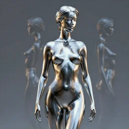 statue fit woman, chrome, reflect, 8 k uhd, unreal engine, octane render in the artstyle of finnian macmanus, john park and greg rutkowski
