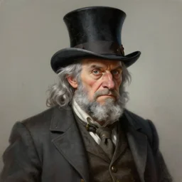A grey hair old halfling with stubble top hat and suit by Greg Rutkowski, painting, HD, high details, trending on artstation