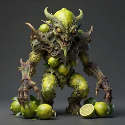 lovecraftian eldritch monster made of limes by gerald brom. 8 k intricate details hypermaximalist 2 d