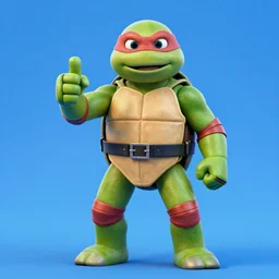 “Krang from tmnt standing on blue backgroung and showing big thumb up, photorealistic, very beautiful”