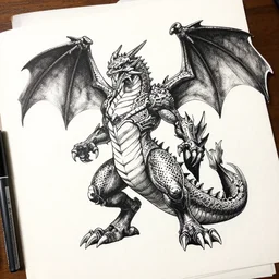 daebak tie-die dragon bahamut stencil tombow inkstain chris cold jean paul laurens greg rutkowski maximilian pirner