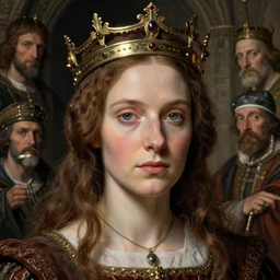 medieval portrait of the face of a person named lady jane grey wearing a crown, nicoletta ceccoli, mark ryden, lostfish, hyung tae, frank frazetta, depth of field, detailed and intricate environment, 8 k resolution, hyperrealistic, octane render