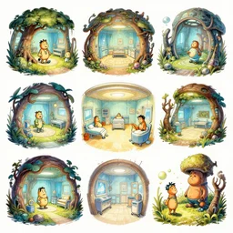photo cartoon bd illustration comic manga painting of hospital environement : 5 fantasy environement, digital painting : 1 fat brush concept sketch artist bd enki bilal : 1 0