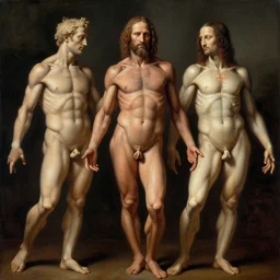 The Third Impact as depicted in a masterpiece digital painting by Michelangelo and Leonardo Da Vinci, realistic anatomy, centered and symmetrical, artstation, HD, 4k wallpaper